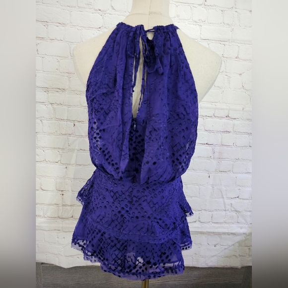 BCBG Maxazria Silk Blend Layered Halter Top | Persian Blue | XXS | EUC - Picture 3 of 8